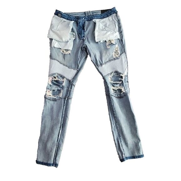 Rue21 Premium Jeans Men's 32x34 Skinny Supreme Flex Distressed Racing Stripe - Picture 4 of 16